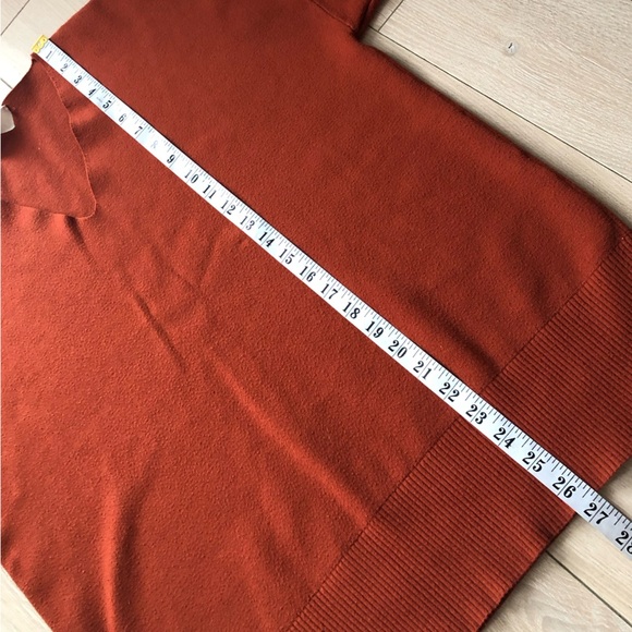 Aritzia Wilfred Free Oversized V Neck Pullover in Burnt Orange Size 2 - Picture 2 of 11
